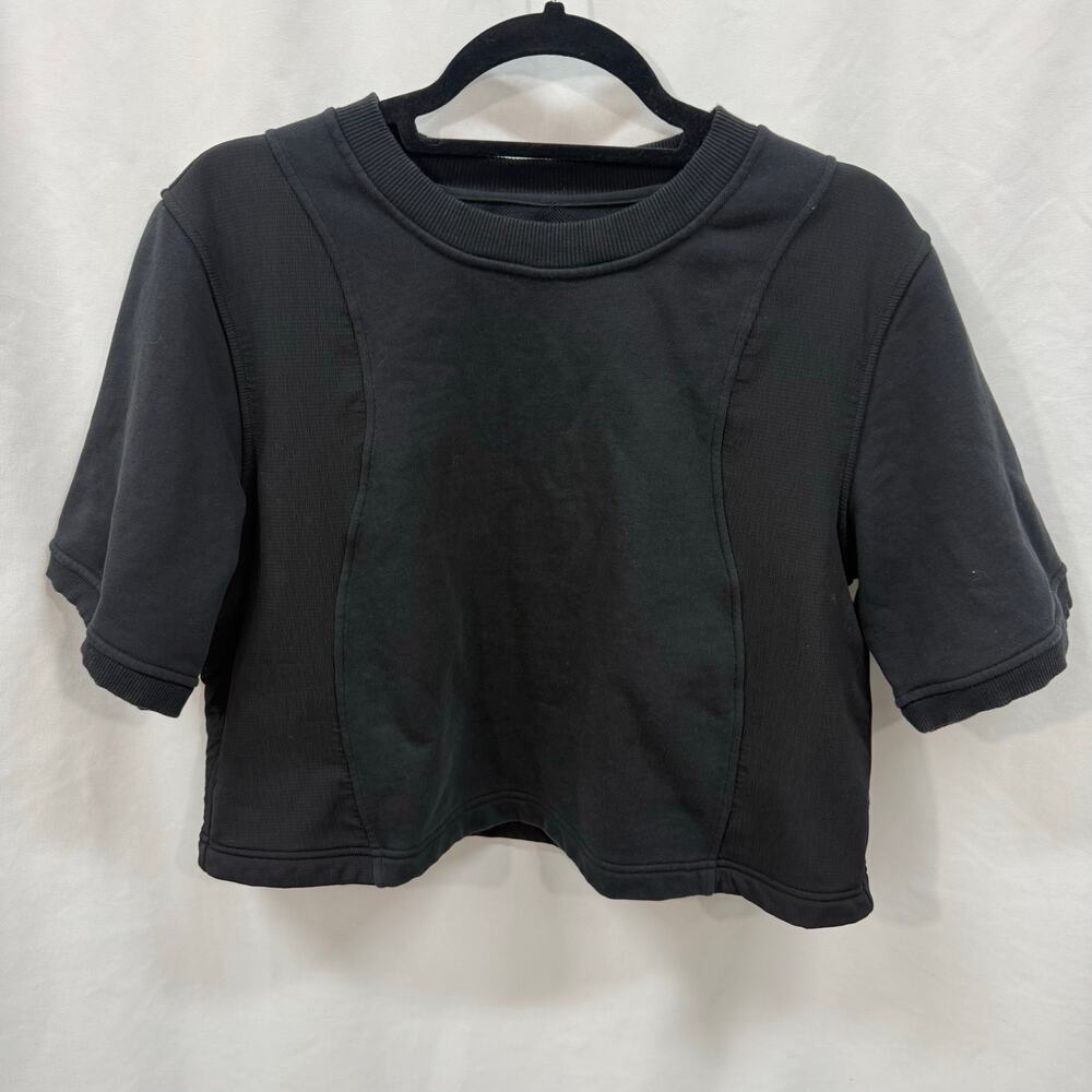 Lululemon Cotton French Terry + Swift T-Shirt Top Black Short Sleeve Crop 6/8